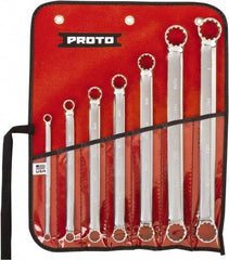 Proto - 7 Piece, 1/4" x 5/16" to 7/8" x 1", 12 Point Spline Box Wrench Set - Inch Measurement Standard, Full Polish Chrome Finish, Comes in Nylon Roll - Americas Industrial Supply