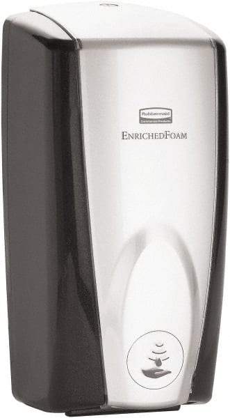 Rubbermaid - 1100 mL Foam Hand Soap Dispenser - Plastic, Hanging, Black & Chrome - Americas Industrial Supply