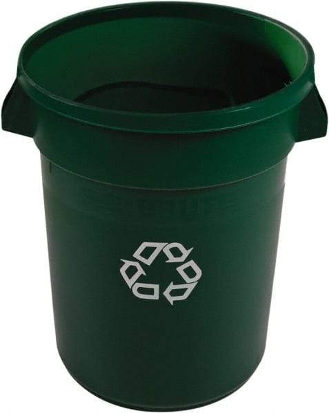 Rubbermaid - 32 Gal Green Round Recycling Container - Polyethylene, 59" High - Americas Industrial Supply