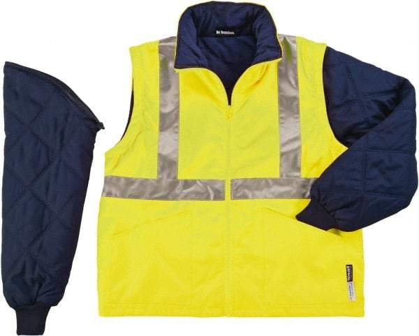 Ergodyne - Size XL High Visibility Jacket - Lime, Polyester, Zipper, Snaps Closure - Americas Industrial Supply