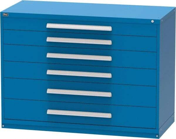 Vidmar - 6 Drawer, Modular Storage Cabinet - Steel, 60" Wide x 27-3/4" Deep x 44" High, Blue - Americas Industrial Supply