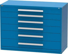 Vidmar - 6 Drawer, Modular Storage Cabinet - Steel, 60" Wide x 27-3/4" Deep x 44" High, Blue - Americas Industrial Supply