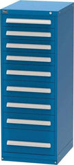 Vidmar - 9 Drawer, Modular Storage Cabinet - Steel, 22-1/2" Wide x 27-3/4" Deep x 59" High, Blue - Americas Industrial Supply
