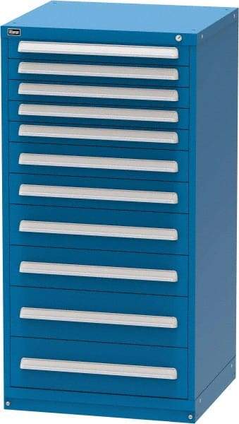 Vidmar - 11 Drawer, Modular Storage Cabinet - Steel, 30" Wide x 27-3/4" Deep x 59" High, Blue - Americas Industrial Supply