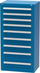 Vidmar - 9 Drawer, Modular Storage Cabinet - Steel, 30" Wide x 21-3/8" Deep x 59" High, Blue - Americas Industrial Supply