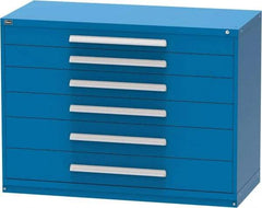 Vidmar - 6 Drawer, Modular Storage Cabinet - Steel, 60" Wide x 27-3/4" Deep x 44" High, Blue - Americas Industrial Supply