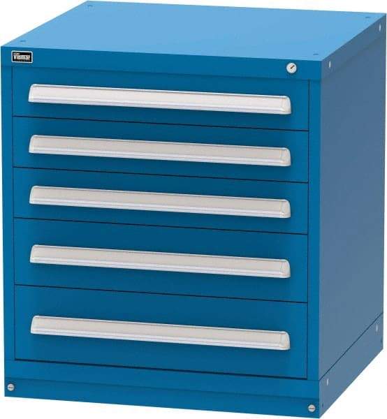 Vidmar - 5 Drawer, Modular Storage Cabinet - Steel, 30" Wide x 27-3/4" Deep x 33" High, Blue - Americas Industrial Supply