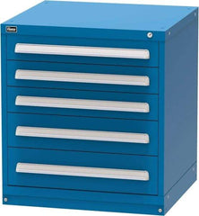 Vidmar - 5 Drawer, Modular Storage Cabinet - Steel, 30" Wide x 27-3/4" Deep x 33" High, Blue - Americas Industrial Supply