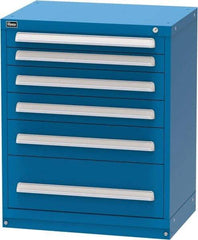 Vidmar - 6 Drawer, Modular Storage Cabinet - Steel, 30" Wide x 21-3/8" Deep x 37" High, Blue - Americas Industrial Supply