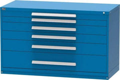 Vidmar - 6 Drawer, Modular Storage Cabinet - Steel, 60" Wide x 27-3/4" Deep x 37" High, Blue - Americas Industrial Supply