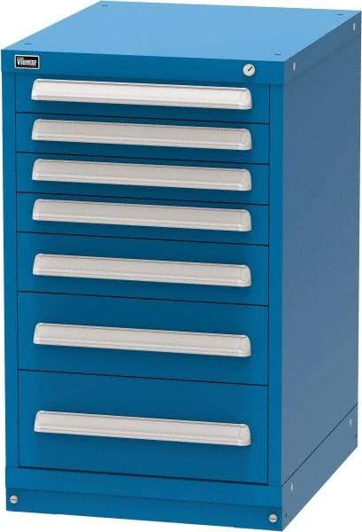 Vidmar - 7 Drawer, Modular Storage Cabinet - Steel, 22-1/2" Wide x 27-3/4" Deep x 37" High, Blue - Americas Industrial Supply