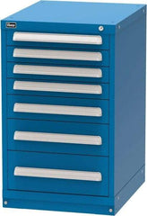 Vidmar - 7 Drawer, Modular Storage Cabinet - Steel, 22-1/2" Wide x 27-3/4" Deep x 37" High, Blue - Americas Industrial Supply