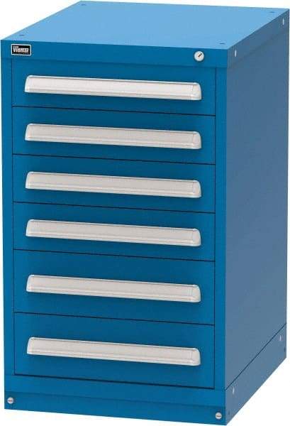 Vidmar - 6 Drawer, Modular Storage Cabinet - Steel, 22-1/2" Wide x 27-3/4" Deep x 37" High, Blue - Americas Industrial Supply