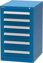 Vidmar - 6 Drawer, Modular Storage Cabinet - Steel, 22-1/2" Wide x 27-3/4" Deep x 37" High, Blue - Americas Industrial Supply