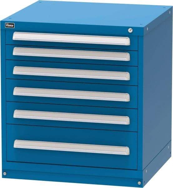 Vidmar - 6 Drawer, Modular Storage Cabinet - Steel, 30" Wide x 27-3/4" Deep x 33" High, Blue - Americas Industrial Supply