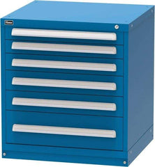 Vidmar - 6 Drawer, Modular Storage Cabinet - Steel, 30" Wide x 27-3/4" Deep x 33" High, Blue - Americas Industrial Supply