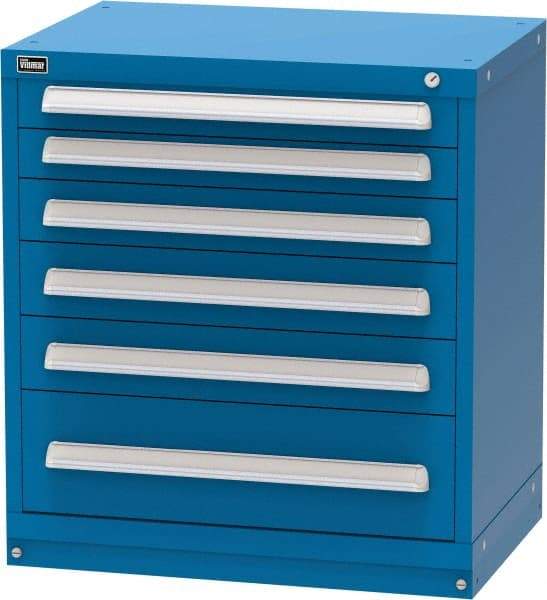 Vidmar - 6 Drawer, Modular Storage Cabinet - Steel, 30" Wide x 21-3/8" Deep x 33" High, Blue - Americas Industrial Supply
