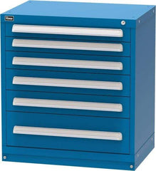 Vidmar - 6 Drawer, Modular Storage Cabinet - Steel, 30" Wide x 21-3/8" Deep x 33" High, Blue - Americas Industrial Supply