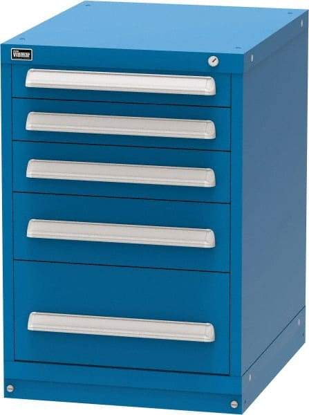 Vidmar - 5 Drawer, Modular Storage Cabinet - Steel, 22-1/2" Wide x 27-3/4" Deep x 33" High, Blue - Americas Industrial Supply