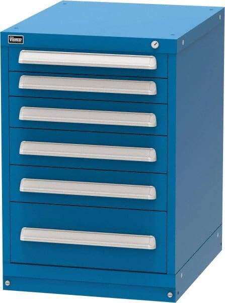 Vidmar - 6 Drawer, Modular Storage Cabinet - Steel, 22-1/2" Wide x 27-3/4" Deep x 33" High, Blue - Americas Industrial Supply