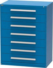 Vidmar - 7 Drawer, Modular Storage Cabinet - Steel, 60" Wide x 27-3/4" Deep x 59" High, Blue - Americas Industrial Supply