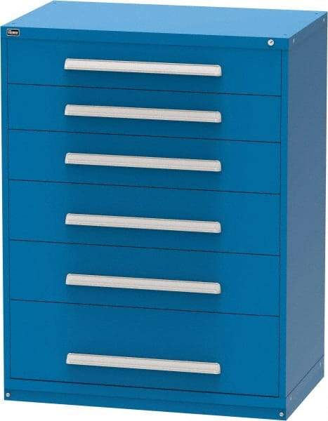 Vidmar - 6 Drawer, Modular Storage Cabinet - Steel, 60" Wide x 27-3/4" Deep x 59" High, Blue - Americas Industrial Supply