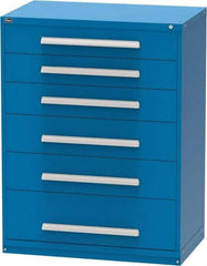 Vidmar - 6 Drawer, Modular Storage Cabinet - Steel, 60" Wide x 27-3/4" Deep x 59" High, Blue - Americas Industrial Supply
