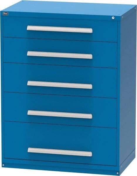 Vidmar - 5 Drawer, Modular Storage Cabinet - Steel, 45" Wide x 27-3/4" Deep x 59" High, Blue - Americas Industrial Supply