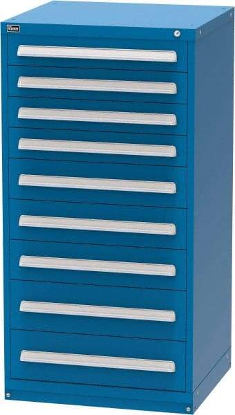 Vidmar - 9 Drawer, Modular Storage Cabinet - Steel, 30" Wide x 27-3/4" Deep x 59" High, Blue - Americas Industrial Supply
