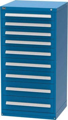 Vidmar - 9 Drawer, Modular Storage Cabinet - Steel, 30" Wide x 27-3/4" Deep x 59" High, Blue - Americas Industrial Supply