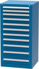 Vidmar - 11 Drawer, Modular Storage Cabinet - Steel, 30" Wide x 27-3/4" Deep x 59" High, Blue - Americas Industrial Supply