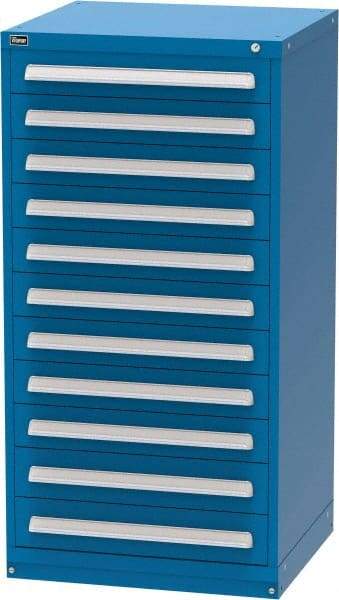 Vidmar - 11 Drawer, Modular Storage Cabinet - Steel, 30" Wide x 27-3/4" Deep x 59" High, Blue - Americas Industrial Supply
