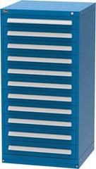 Vidmar - 11 Drawer, Modular Storage Cabinet - Steel, 30" Wide x 27-3/4" Deep x 59" High, Blue - Americas Industrial Supply