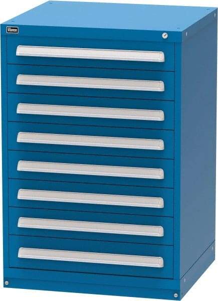 Vidmar - 8 Drawer, Modular Storage Cabinet - Steel, 30" Wide x 27-3/4" Deep x 44" High, Blue - Americas Industrial Supply