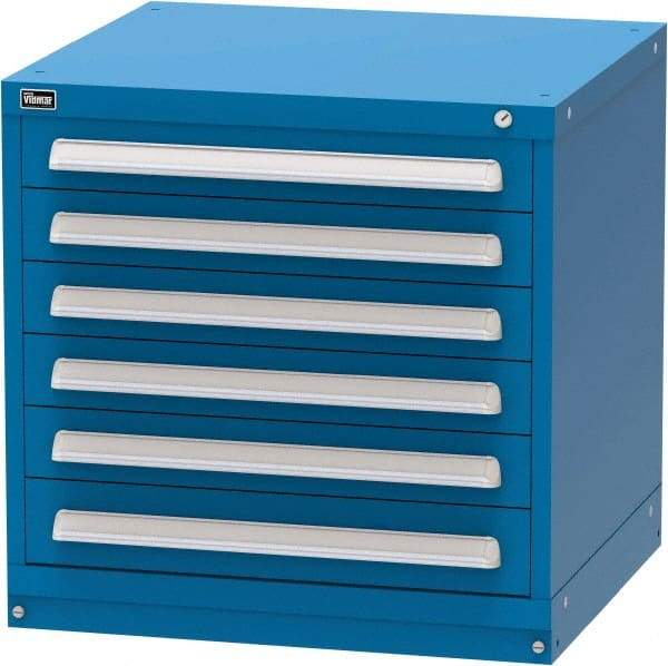 Vidmar - 6 Drawer, Modular Storage Cabinet - Steel, 30" Wide x 27-3/4" Deep x 30" High, Blue - Americas Industrial Supply
