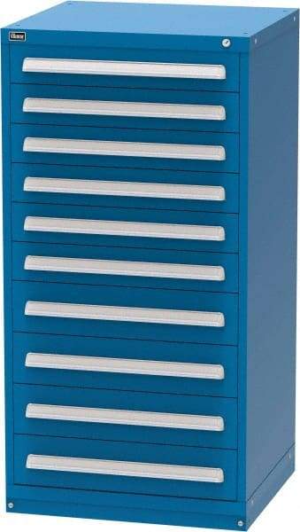 Vidmar - 10 Drawer, Modular Storage Cabinet - Steel, 30" Wide x 27-3/4" Deep x 59" High, Blue - Americas Industrial Supply