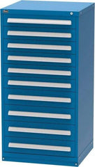 Vidmar - 10 Drawer, Modular Storage Cabinet - Steel, 30" Wide x 27-3/4" Deep x 59" High, Blue - Americas Industrial Supply