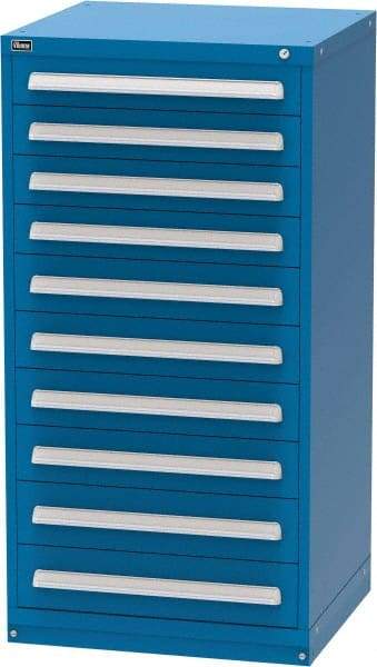 Vidmar - 10 Drawer, Modular Storage Cabinet - Steel, 30" Wide x 27-3/4" Deep x 59" High, Blue - Americas Industrial Supply