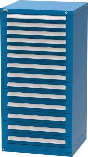 Vidmar - 14 Drawer, Modular Storage Cabinet - Steel, 30" Wide x 27-3/4" Deep x 59" High, Blue - Americas Industrial Supply