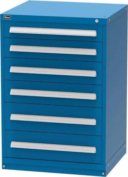 Vidmar - 6 Drawer, Modular Storage Cabinet - Steel, 30" Wide x 27-3/4" Deep x 44" High, Blue - Americas Industrial Supply