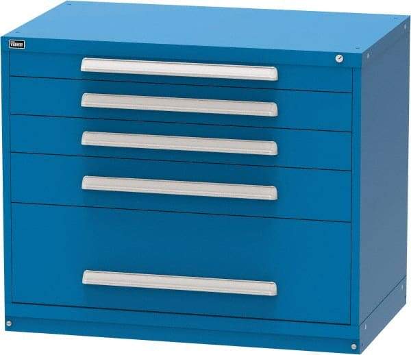 Vidmar - 5 Drawer, Modular Storage Cabinet - Steel, 30" Wide x 27-3/4" Deep x 37" High, Blue - Americas Industrial Supply