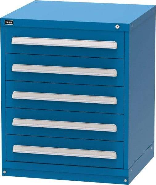 Vidmar - 5 Drawer, Modular Storage Cabinet - Steel, 30" Wide x 27-3/4" Deep x 37" High, Blue - Americas Industrial Supply