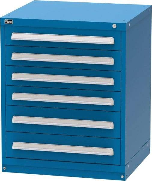 Vidmar - 6 Drawer, Modular Storage Cabinet - Steel, 30" Wide x 27-3/4" Deep x 37" High, Blue - Americas Industrial Supply