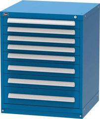 Vidmar - 8 Drawer, Modular Storage Cabinet - Steel, 30" Wide x 27-3/4" Deep x 37" High, Blue - Americas Industrial Supply
