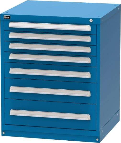 Vidmar - 7 Drawer, Modular Storage Cabinet - Steel, 30" Wide x 27-3/4" Deep x 37" High, Blue - Americas Industrial Supply
