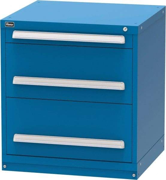 Vidmar - 3 Drawer, Modular Storage Cabinet - Steel, 30" Wide x 27-3/4" Deep x 33" High, Blue - Americas Industrial Supply