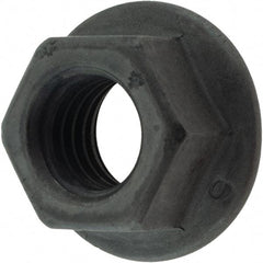 Value Collection - M10x1.50, 21mm Flange Diam, 15mm Across Flats, Flange Nut - Grade Grade 9 Steel, Black Finish - Americas Industrial Supply