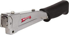 Arrow - Manual Hammer Tacker - 1/4, 5/16, 3/8" Staples, 82 Lb Capacity, Chrome & Black, Chrome Plated Steel - Americas Industrial Supply