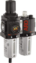 ARO/Ingersoll-Rand - 3/8" NPT Port Compact 2 Piece Filter/Regulator-Lubricator FRL Unit - Metal Bowl, 71 SCFM, 250 Max psi, 8.15" High x 4.409" Long, Manual Drain - Americas Industrial Supply