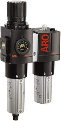 ARO/Ingersoll-Rand - 1" NPT Port Heavy Duty 2 Piece Filter/Regulator-Lubricator FRL Unit - Metal Bowl, 208 SCFM, 250 Max psi, 13.8" High x 7.323" Long, Automatic Drain - Americas Industrial Supply